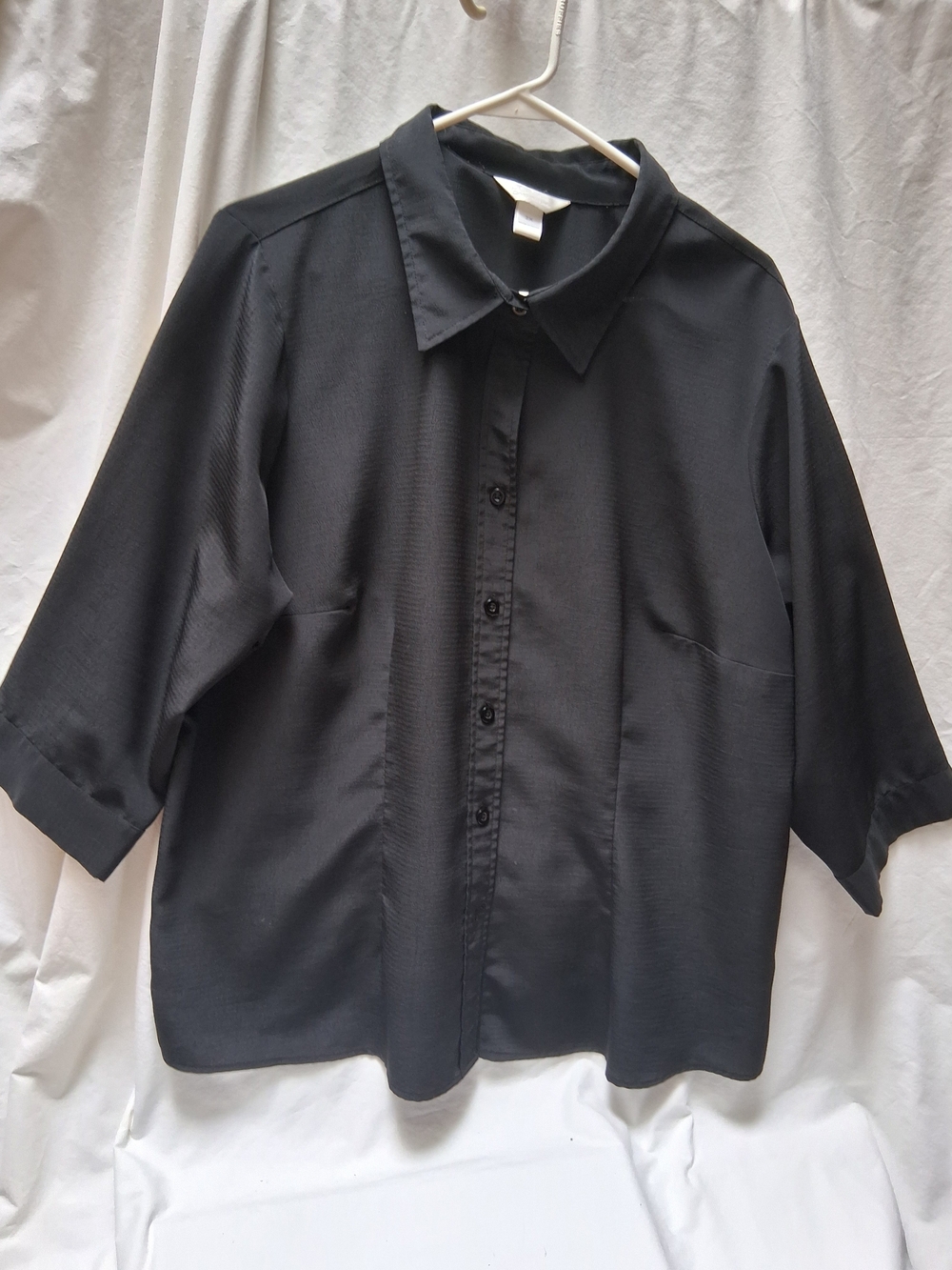 C.J.Banks Women's Black Short-Sleeve Button-Down Shirt - Relaxed Collared Style